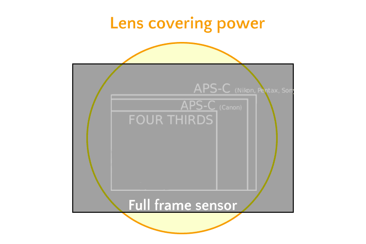 sensor covering power apsc