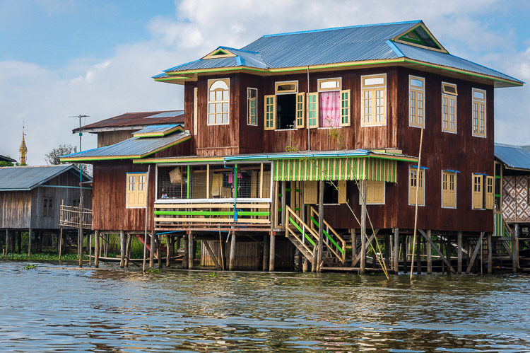 Typical house built on stilts in Inle Lake, Myanmar