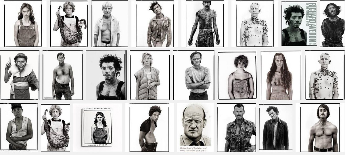 a sample of iconic portrait photos of ordinary people which became part of an exhibit and the book In The American West, taken by Richard Avedon