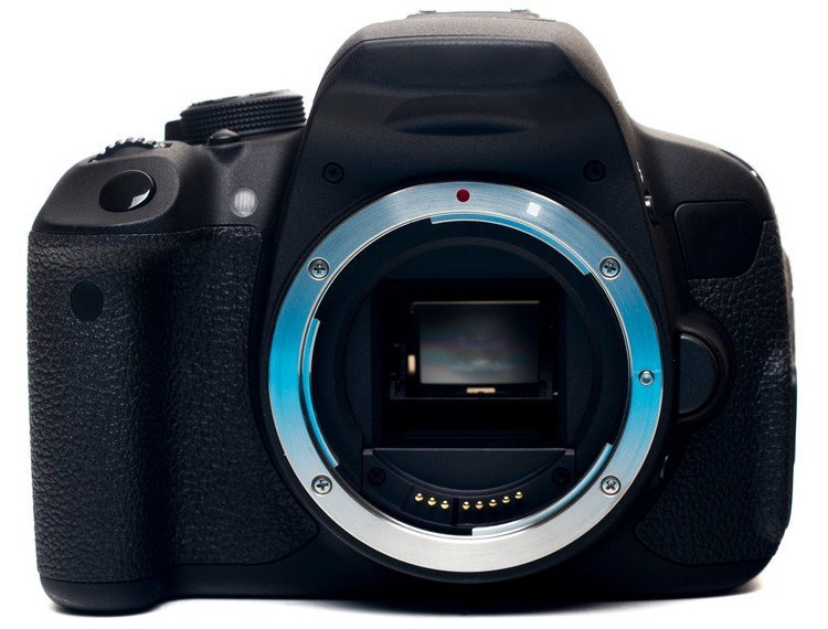 full frame camera body without the lens, showing the sensor