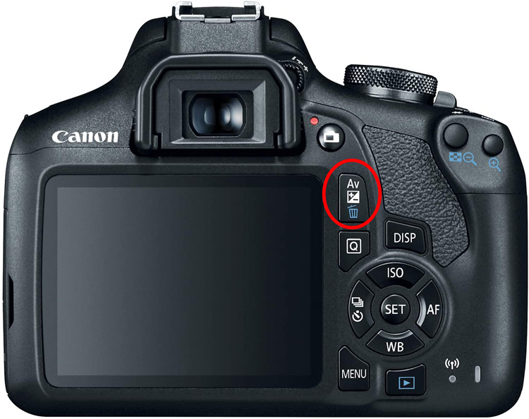 Where to find exposure compensation on a canon camera