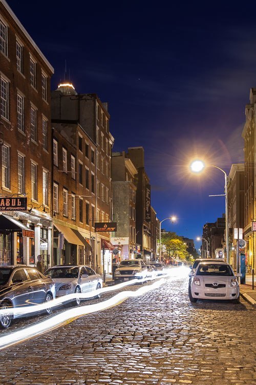 Light trails on the streets of Philadelphia