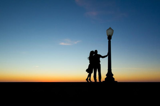 Couple Kissing in Silhouette