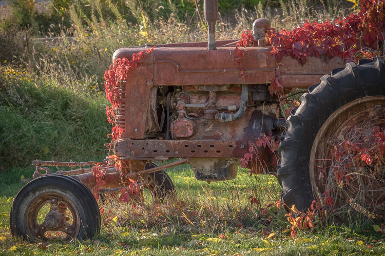 HDR processed tractor photo with lifted shadows and flat color