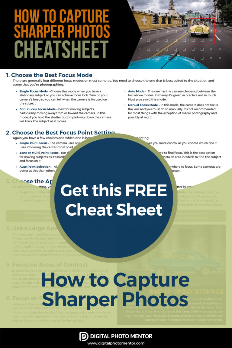 how to get sharper photos cheatsheet