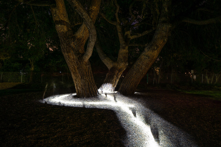 creative light painting photo created by walking through the scene with flashlight
