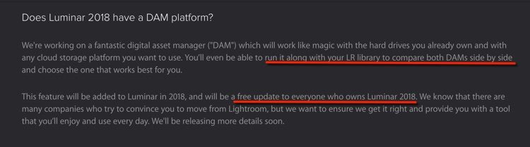 screen shot of Luminar software digital asset managagement coming soon