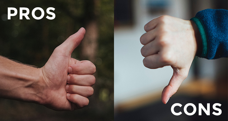 A thumbs up and a thumbs down indicating Luminar Neo pros and cons