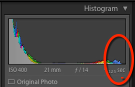 Darkest frame histogram Darkest HDR bracket frame histogram with no highlight clipping