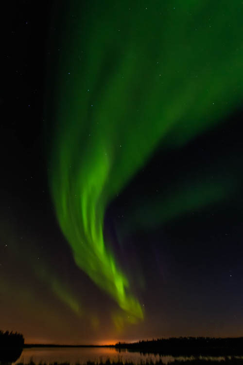 northern lights showing their green colors