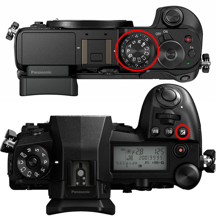 Where to find exposure compensation on a Panasonic camera