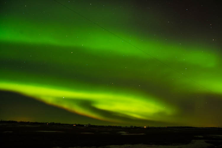 night sky lit up with northern lights