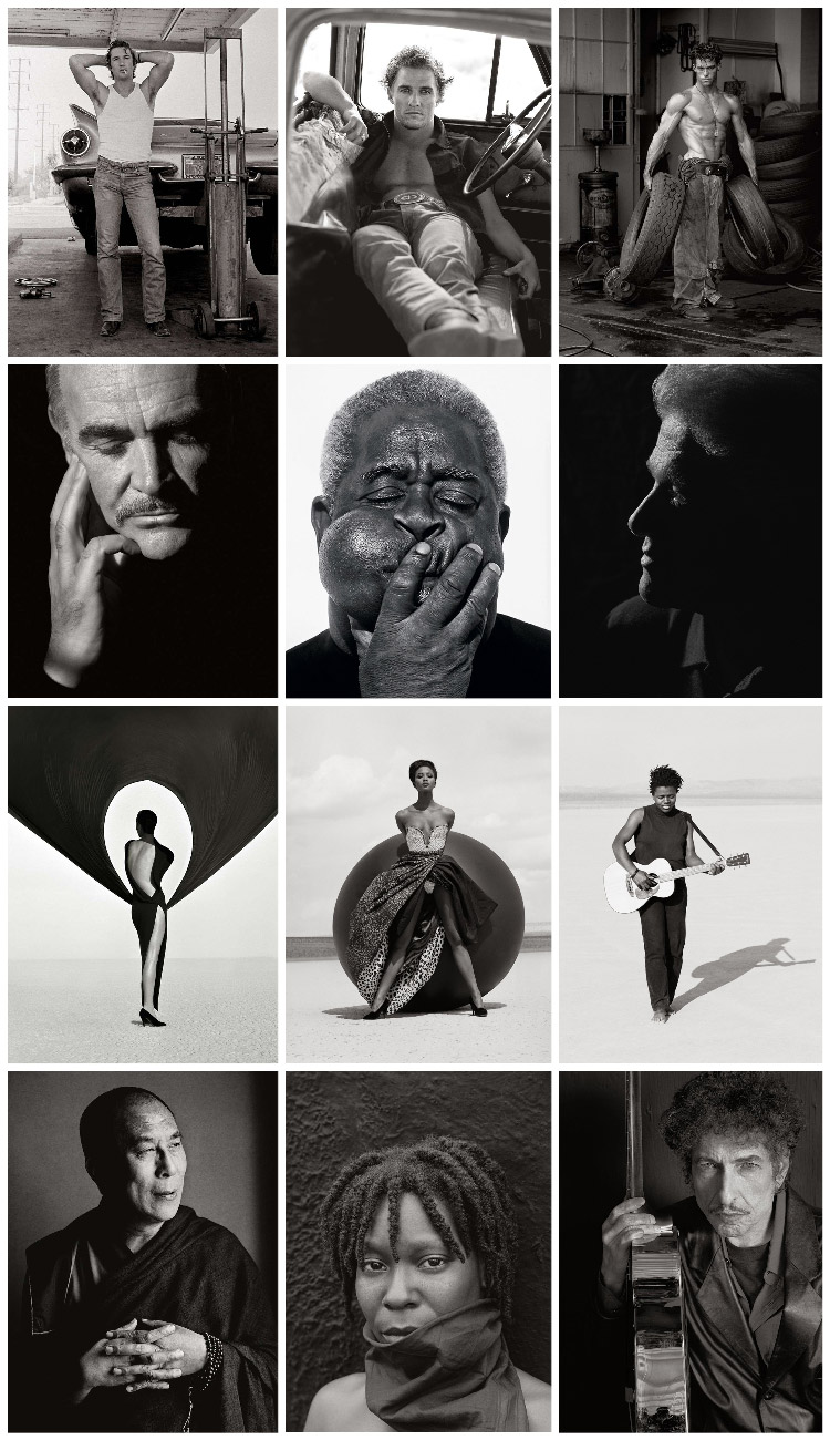 a collage of famous actors, musicians and celebrities taken by Herb Ritts