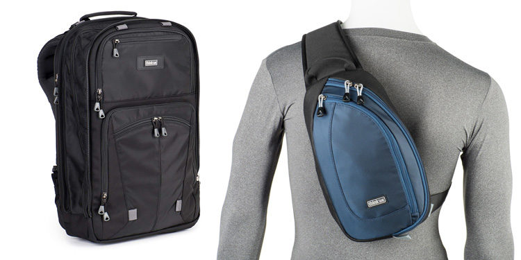 large backpack and smaller sling style camera bag for traveling light