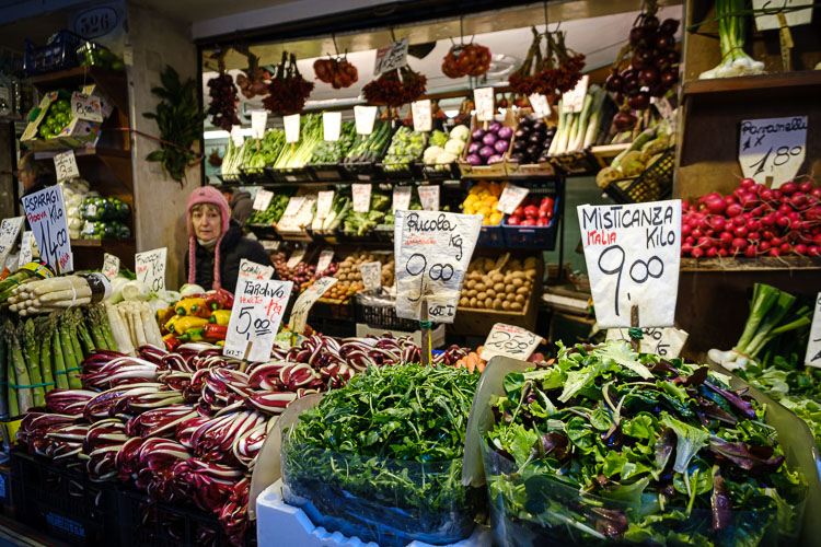 Venice market photo showing produce available for sale