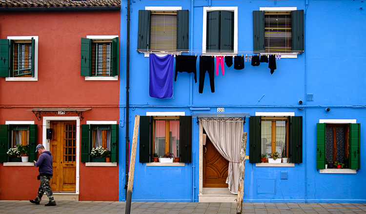 colorful buildings and laundry on Burano Island
