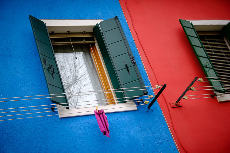 colorful buildings and laundry on Burano Island