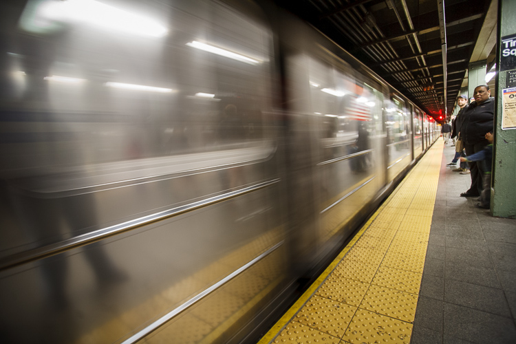 NYC subway image showing motion blur