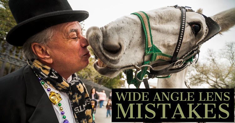 Wide angle lens used for a portrait of a mule and it's driver in New Orleans