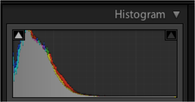 camera histogram showing black