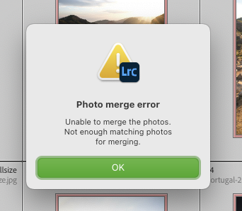 Panorama merge error 1