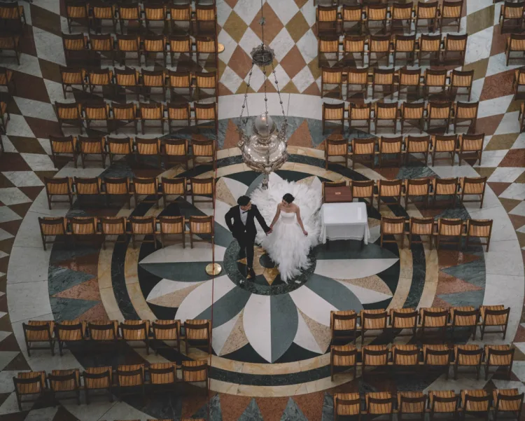 a photo of an event auditorium with seating and rows of patterns, lines and shapes from above for a different perspective, keeping with the same style