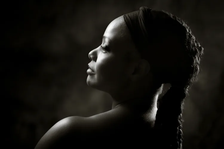 High contrast portrait photography style used again with this beautiful woman