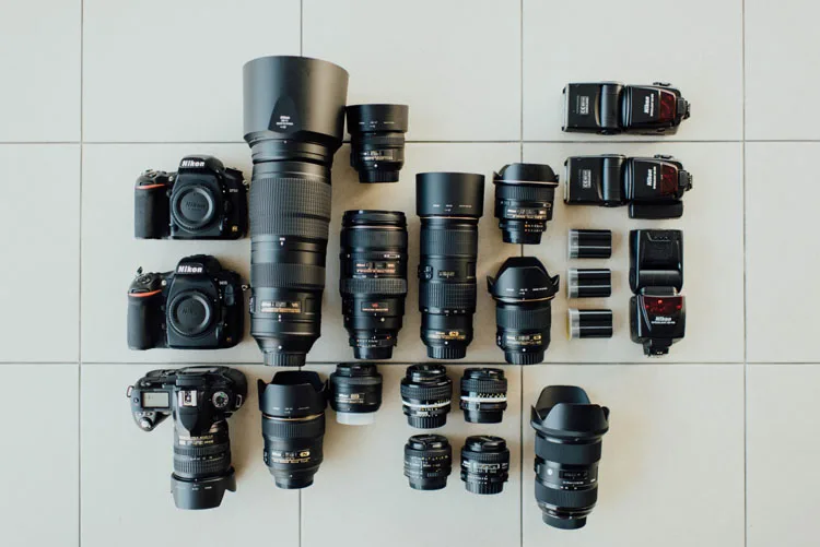 camera bodies and lenses of all shapes and sizes