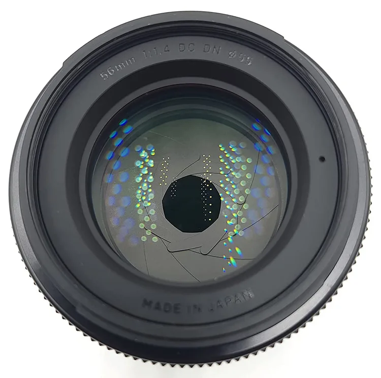 front of the Sigma 56mm lens